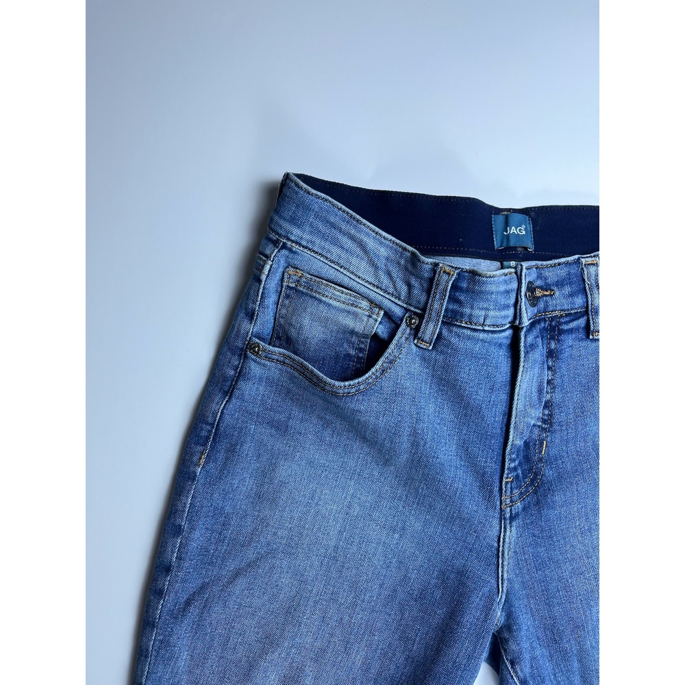 Jag Carter Girlfriend Jeans Womens 8/26 Medium Wash Floral Embroidered Cuff Blue - Picture 2 of 14